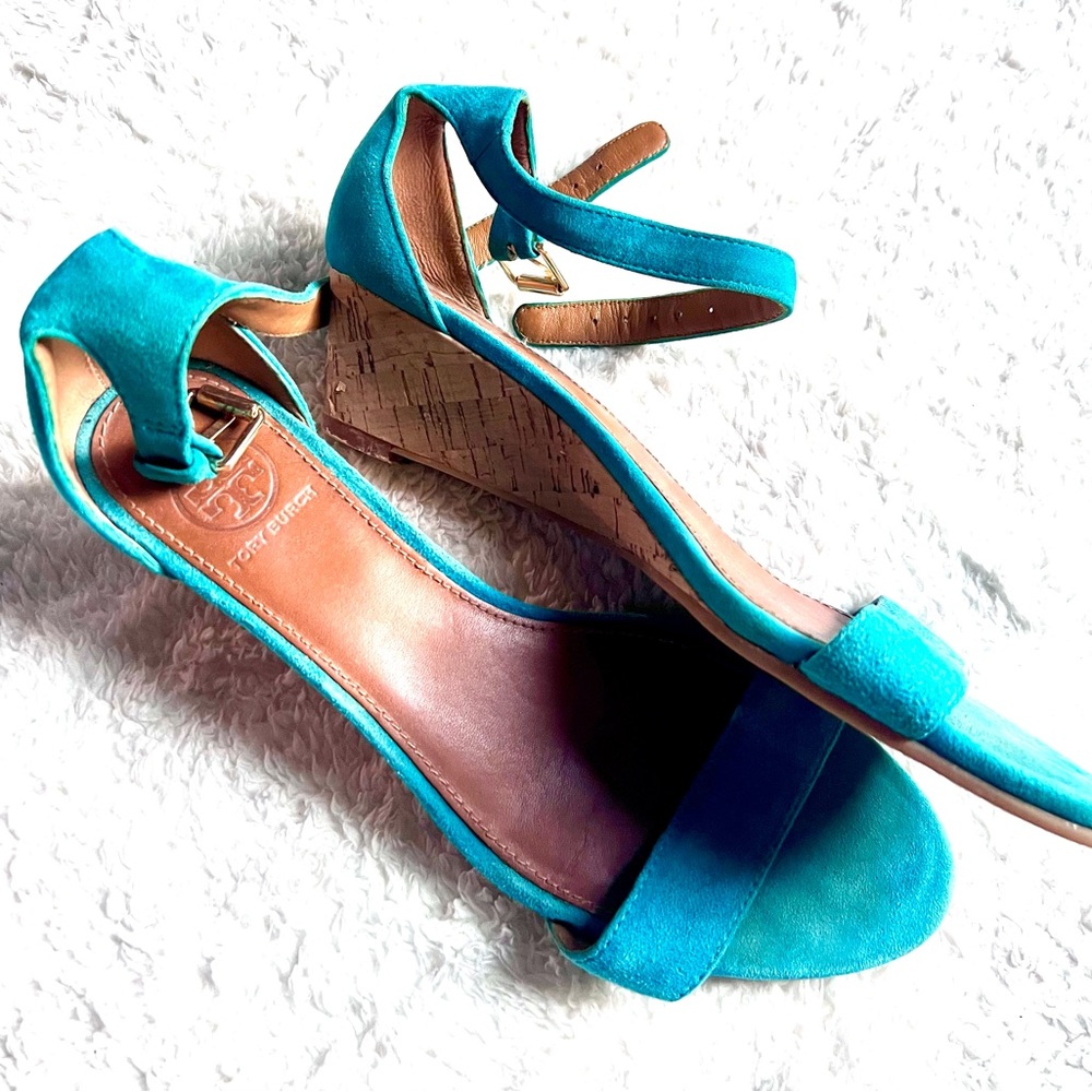 Tory Burch Vibrant Blue Wedge Sandals